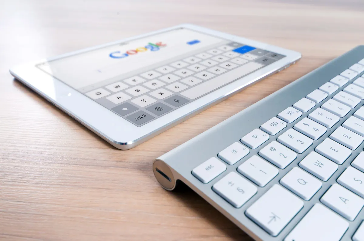 Google search engine on an iPad screen
