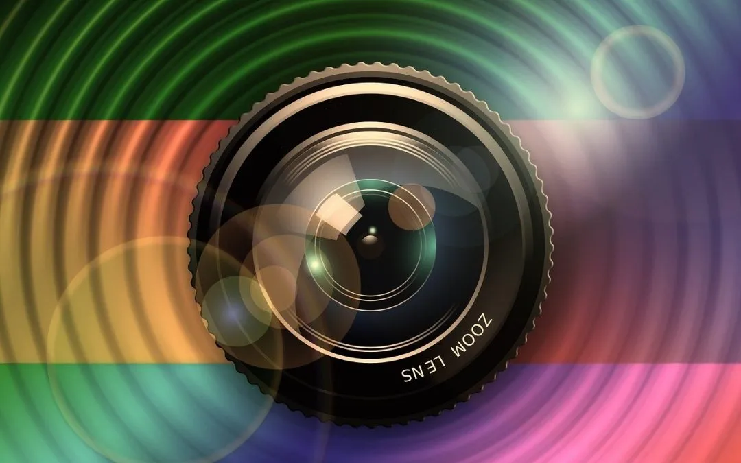 Close-up of a camera zoom lens