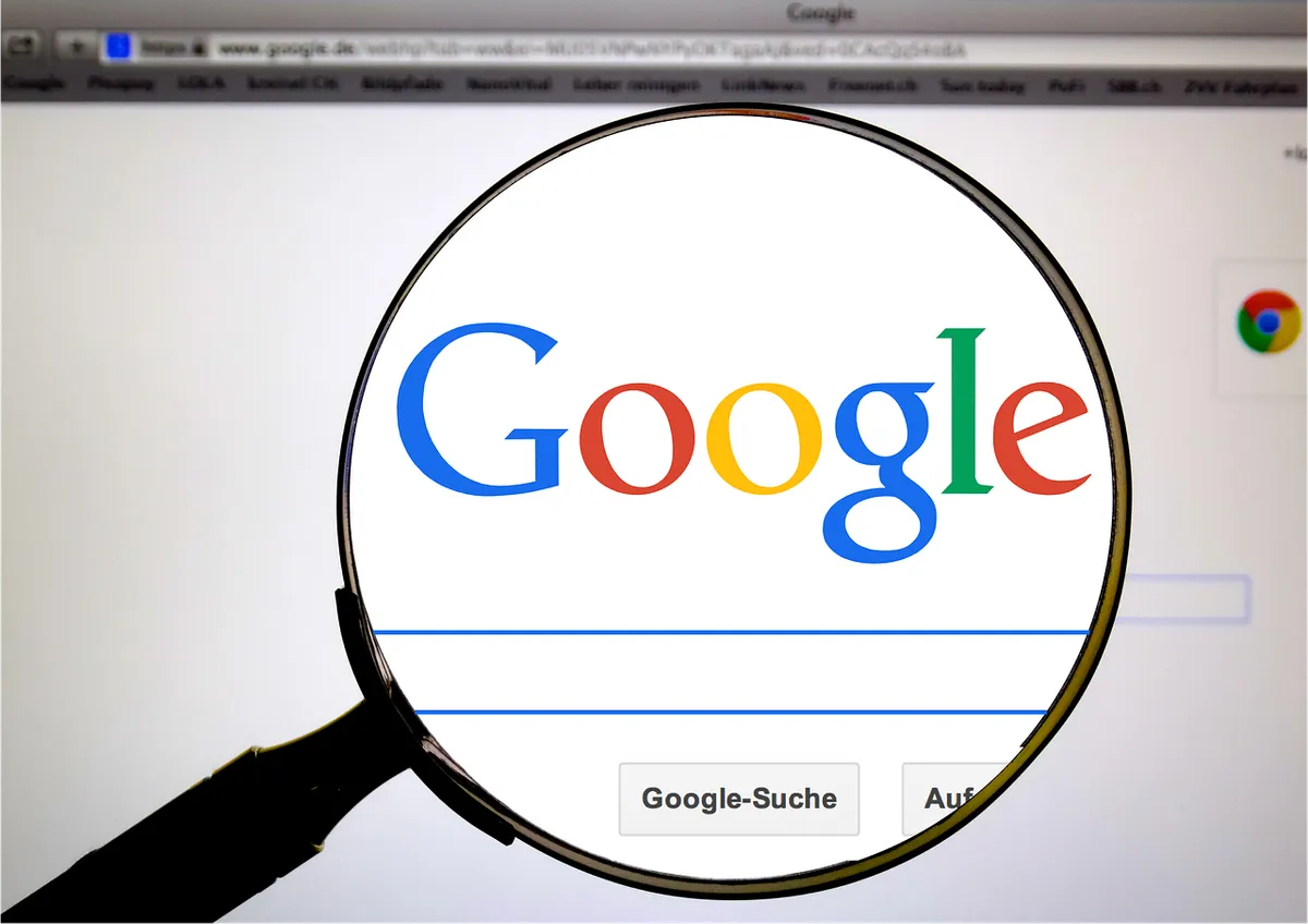 Google search box on a laptop screen