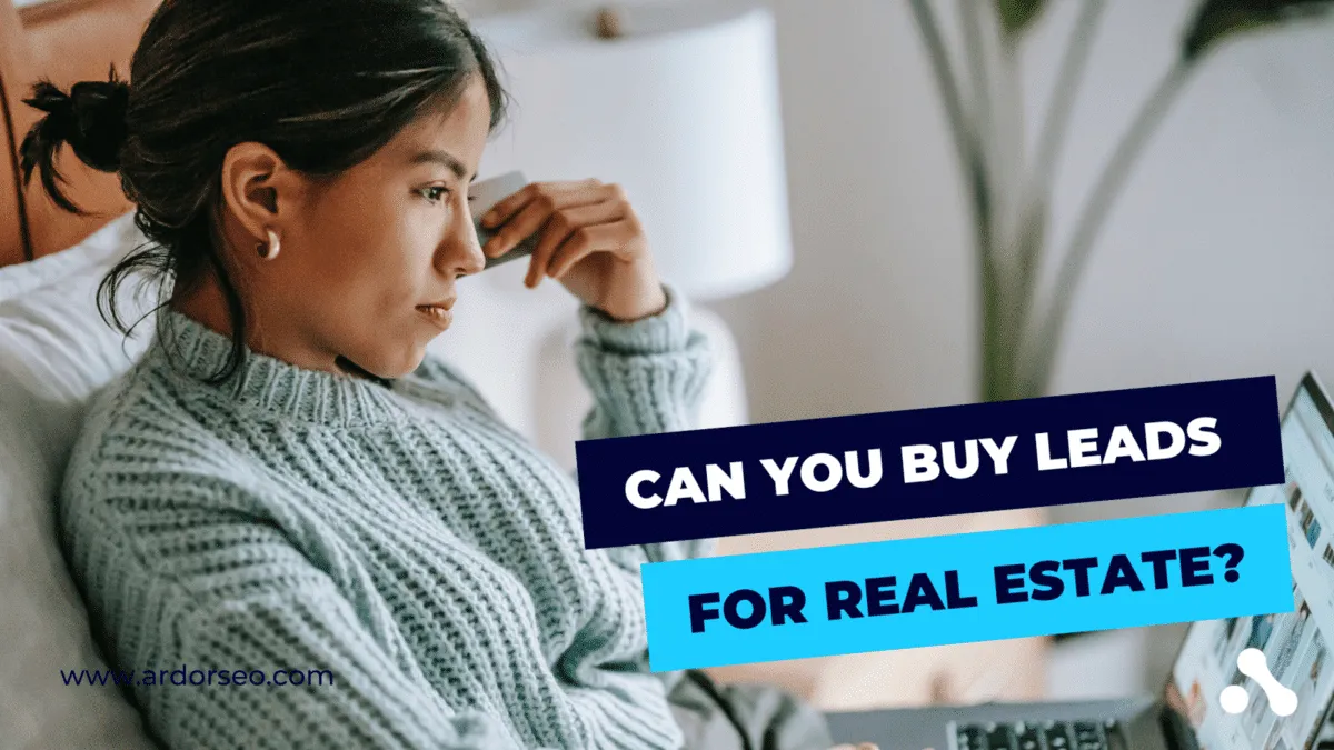 Woman thinking about whether to buy real estate leads. 