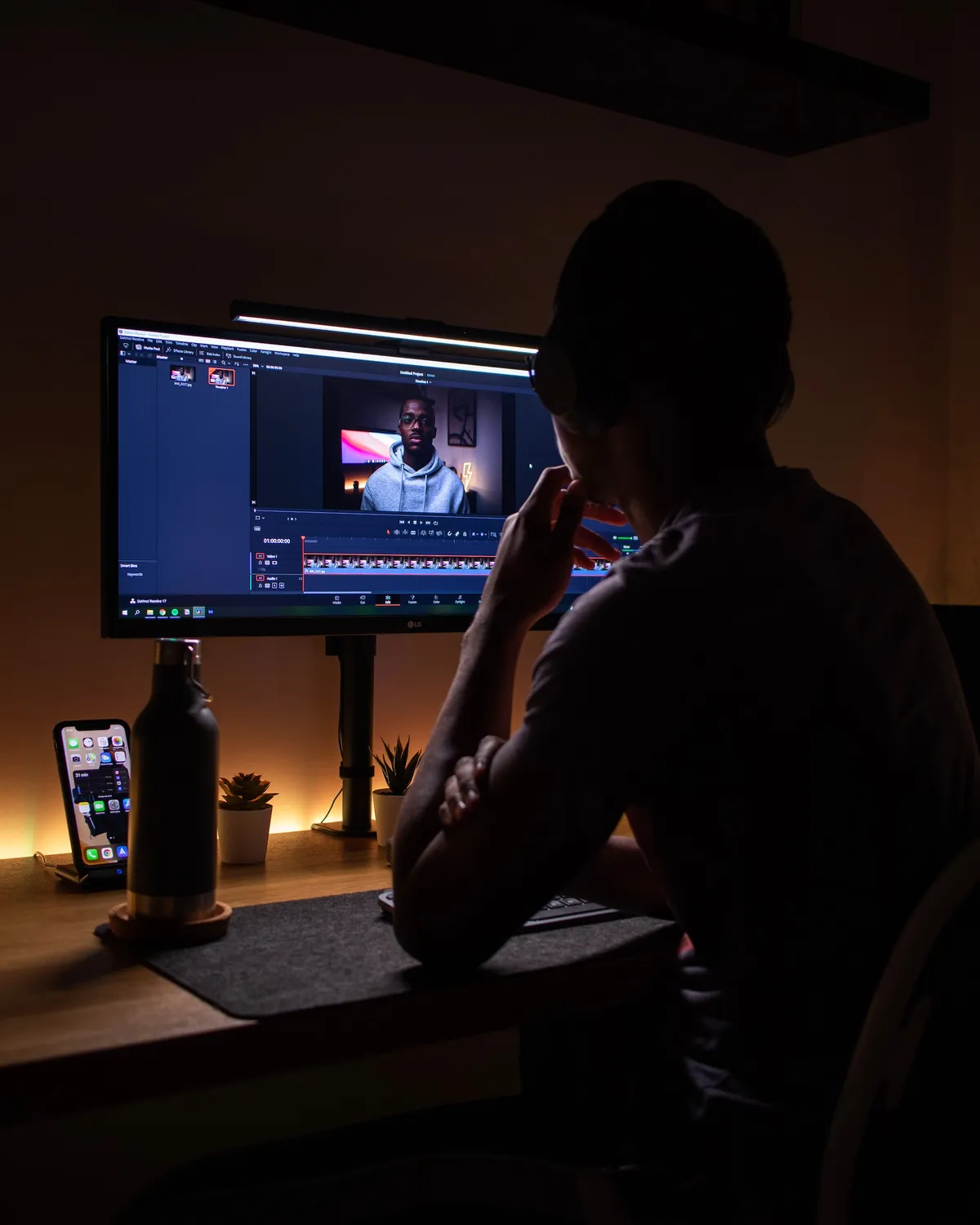 Real estate agent creating videos.