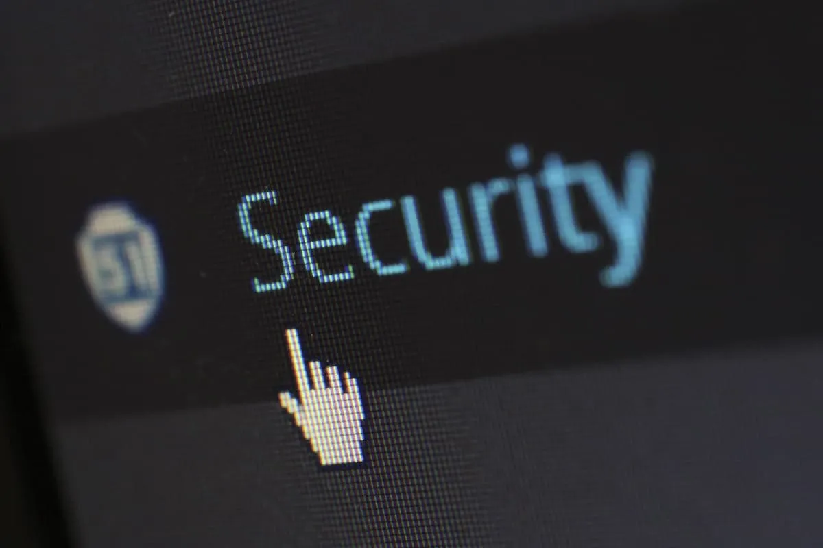 Image of a mouse pointer hovering over the word security.