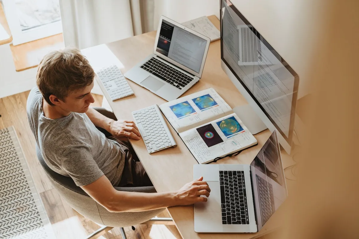 Man working on his Google Business profile.
