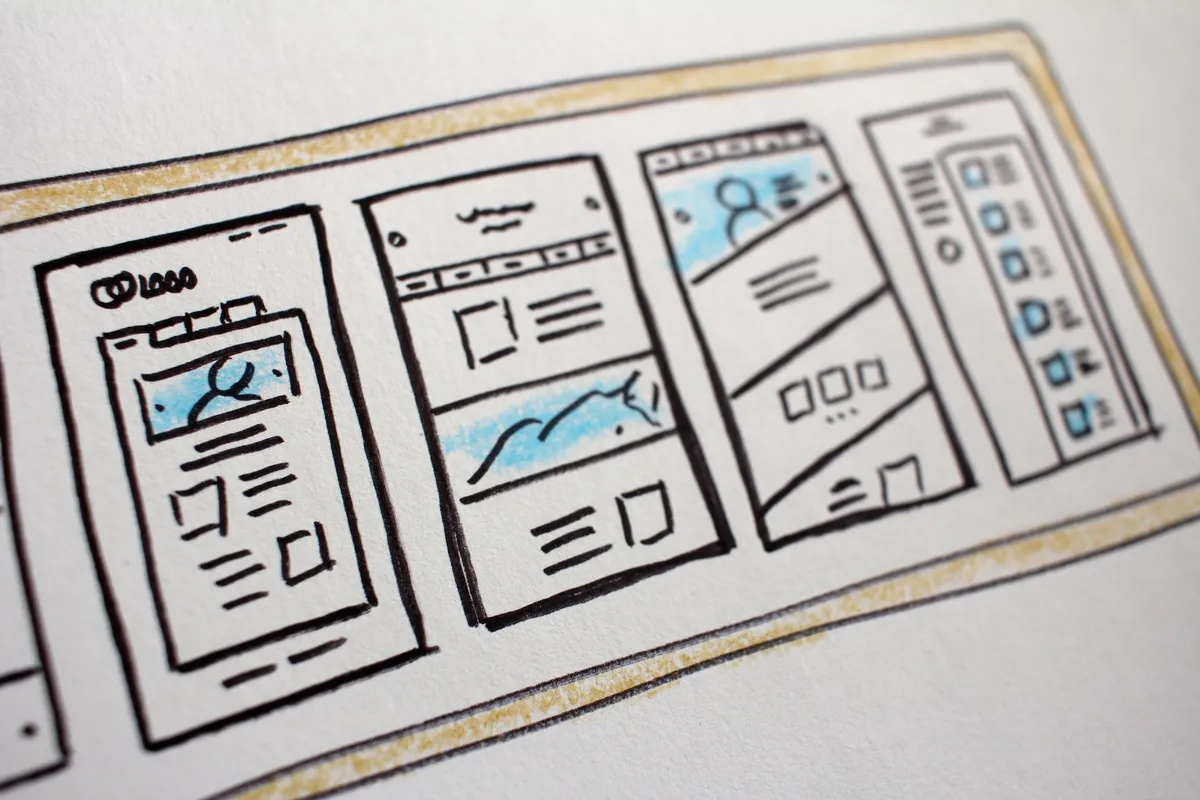 Sketched-out plans for multiple landing pages