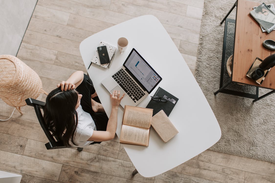 Young lady using laptop