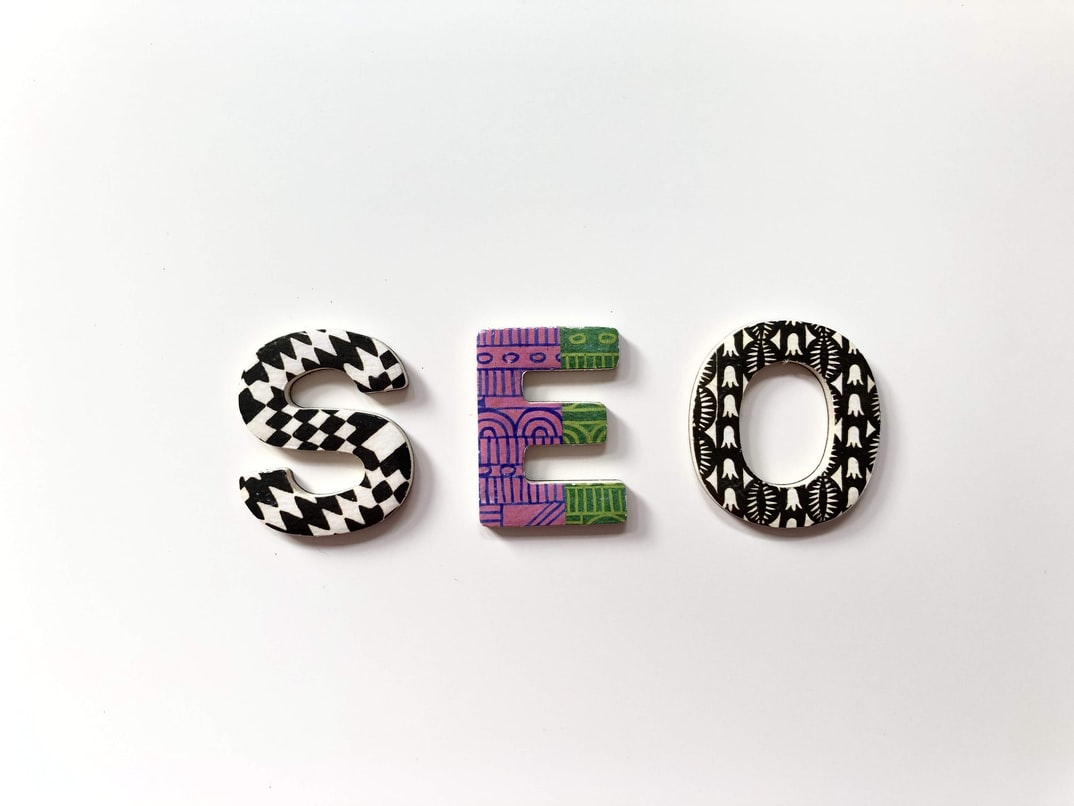 SEO written with big and colorful letters