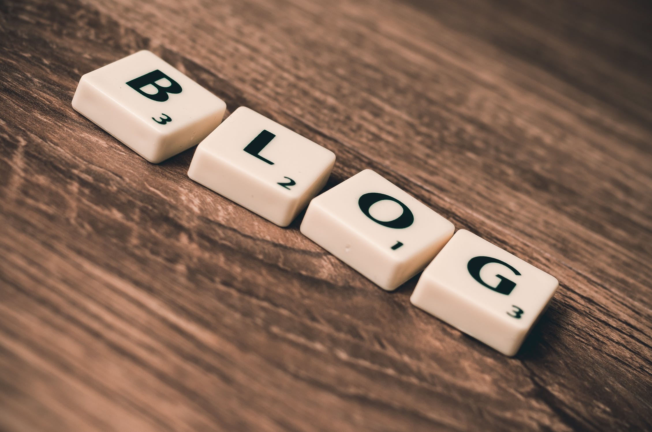 The word blog is written with block letters