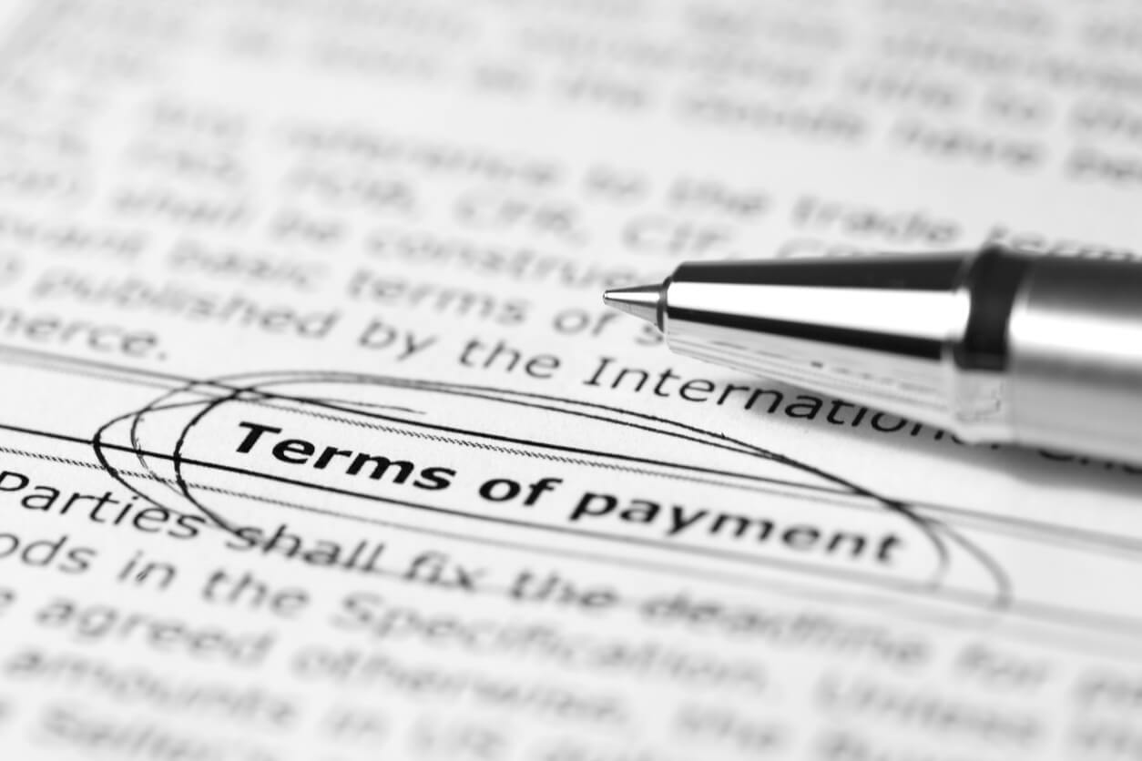 Terms of payment word in circle by ballpeen