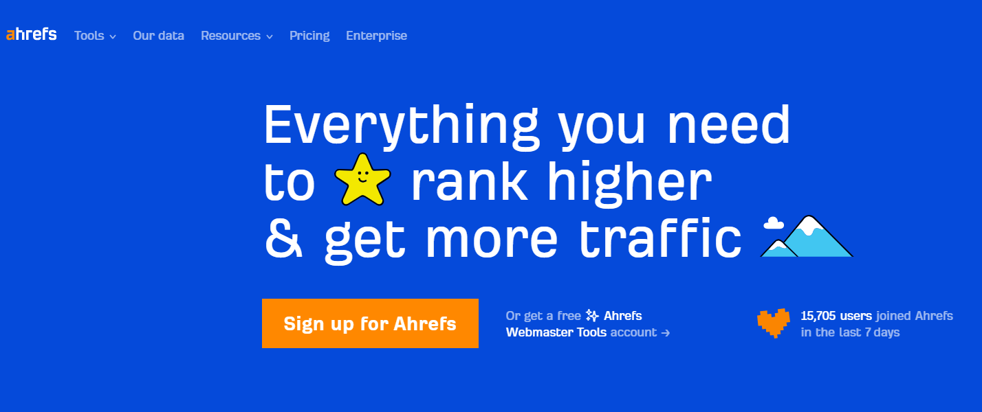 The Ahrefs home page.